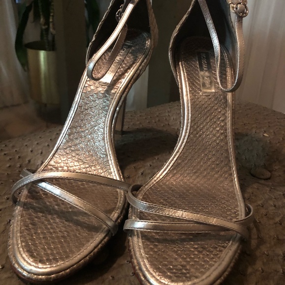 BCBG Max Azria silver strappy sandals Sz 10 - Picture 2 of 5